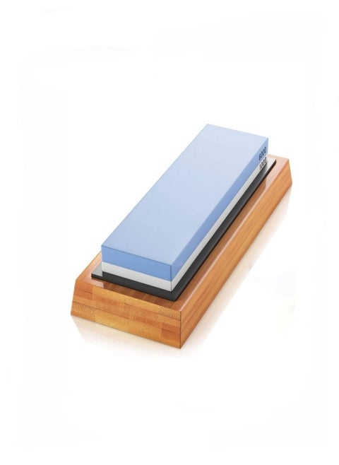 Whetstone Knife Sharpener,Sharpening Stone with Bamboo Base