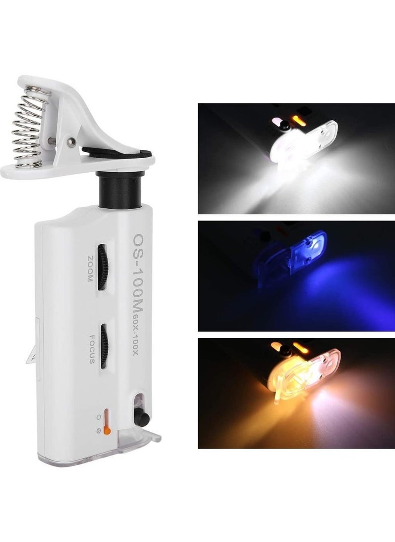 Profisher مكبر عدسة مجهرية لجزء الهاتف المحمول مع ضوء LED فوق البنفسجي 60X 100X  - Image 4