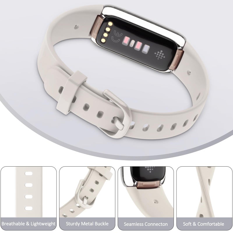 AK Sport Band Compatible with Fitbit Luxe Bands for Women Men, Soft Silicone Replacement Sport Straps Wristbands for Fitbit Luxe Fitness and Wellness Tracker (Small,Starlight) - Image 3