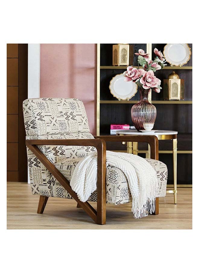 DANUBE HOME Danube Home Oslo 1 Seater Fabric Sofa Accent Chair Modern Design One Seat Sofas Comfortable Living Room Furniture L 75 x W 95 x H 87 cm Beige/Pattern  - Image 2