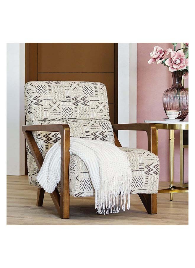DANUBE HOME Danube Home Oslo 1 Seater Fabric Sofa Accent Chair Modern Design One Seat Sofas Comfortable Living Room Furniture L 75 x W 95 x H 87 cm Beige/Pattern  - Image 1
