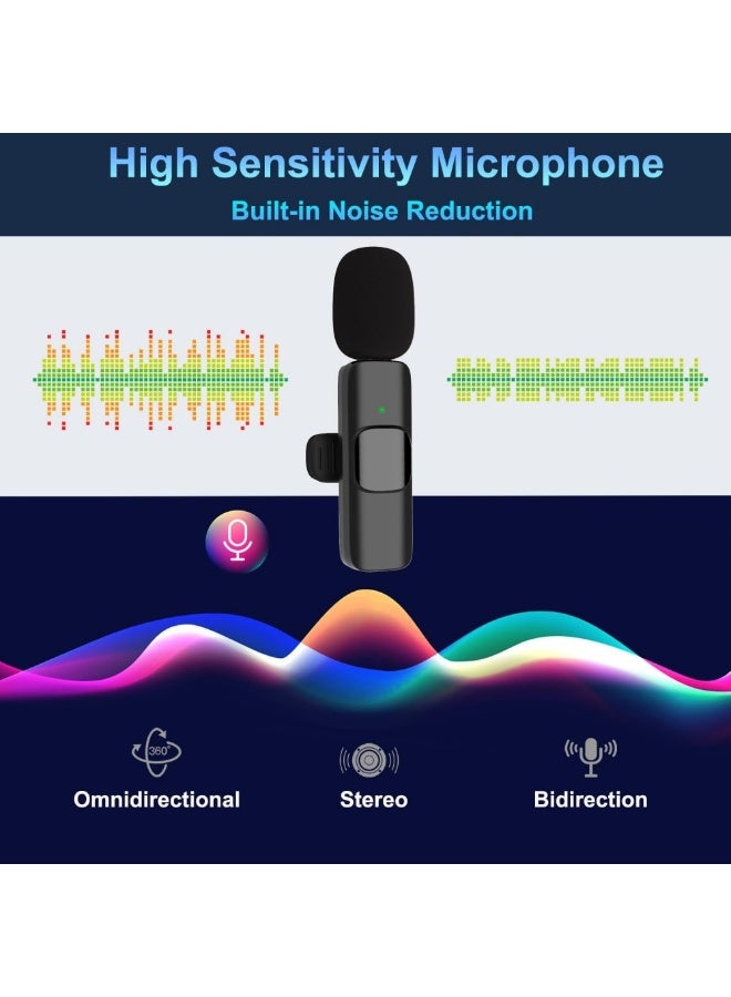2Pcs Mini Wireless Lavalier Microphone for iPhone and Android Devices, Professional Lapel Mic for Video Recording - Image 3