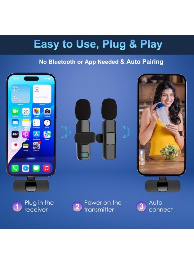 2Pcs Mini Wireless Lavalier Microphone for iPhone and Android Devices, Professional Lapel Mic for Video Recording - Image 5