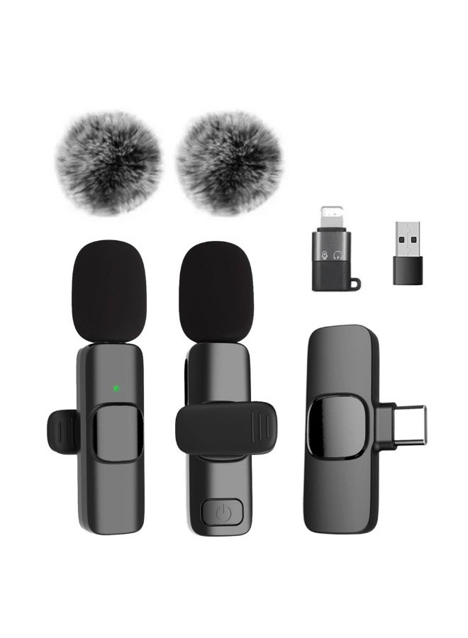 2Pcs Mini Wireless Lavalier Microphone for iPhone and Android Devices, Professional Lapel Mic for Video Recording - Image 1