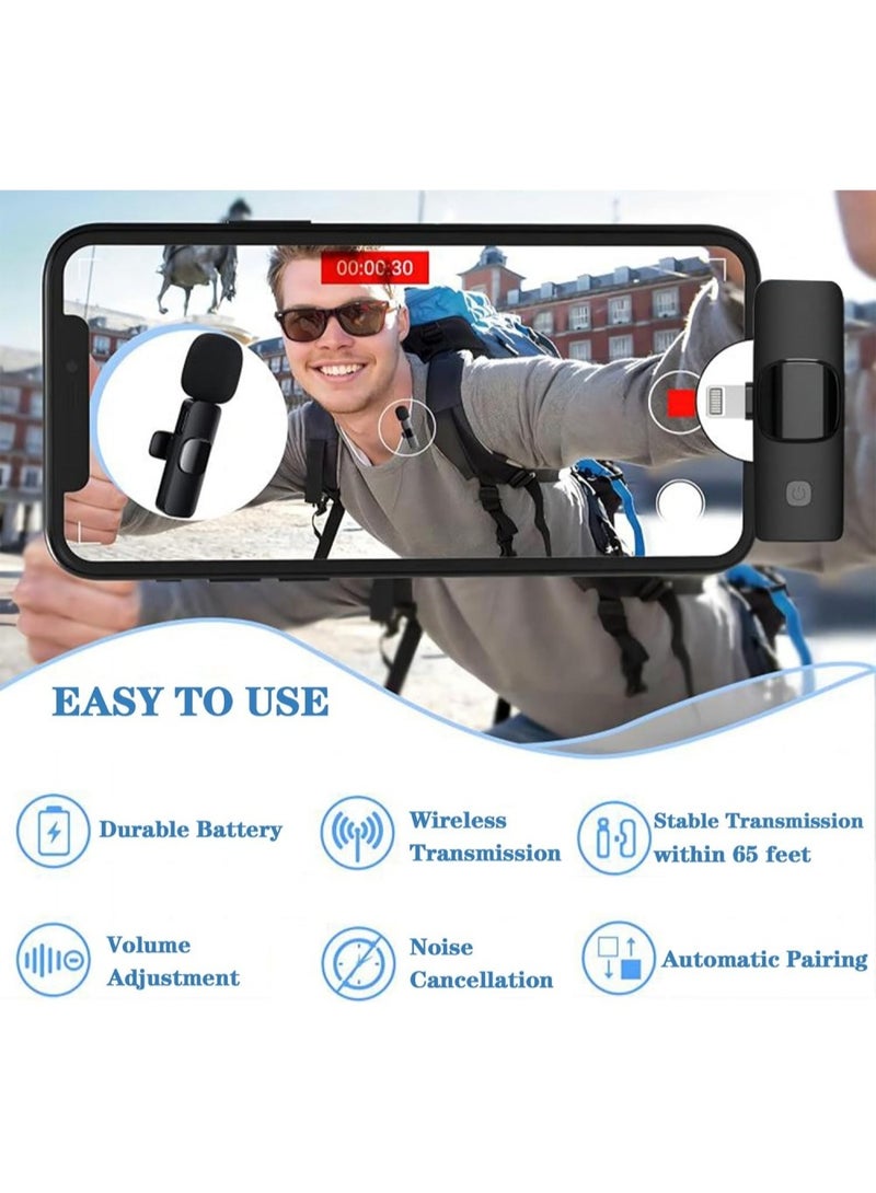 2Pcs Mini Wireless Lavalier Microphone for iPhone and Android Devices, Professional Lapel Mic for Video Recording - Image 2