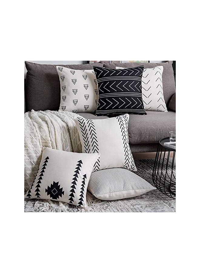 KH Throw Pillow Cover s for Couch Natural Linen Look Fabric,Modern Geometric Patterns,Decorative Sofa Square Cushion Pillow-Cases,18 x 18 inch(6 pack) - Image 4