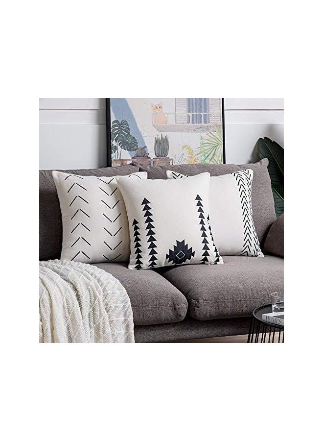 KH Throw Pillow Cover s for Couch Natural Linen Look Fabric,Modern Geometric Patterns,Decorative Sofa Square Cushion Pillow-Cases,18 x 18 inch(6 pack) - Image 3