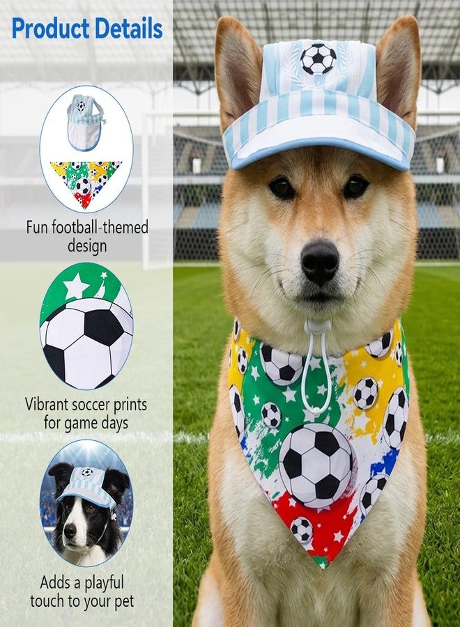 Qpets® Dog Bandana & Cap Set, Football Print Triangle Pet Scarf & Hat with Ear Holes Combo Cute, Stylish & Comfortable Accessories for Small, Medium & Large Dogs & Cats - Image 3