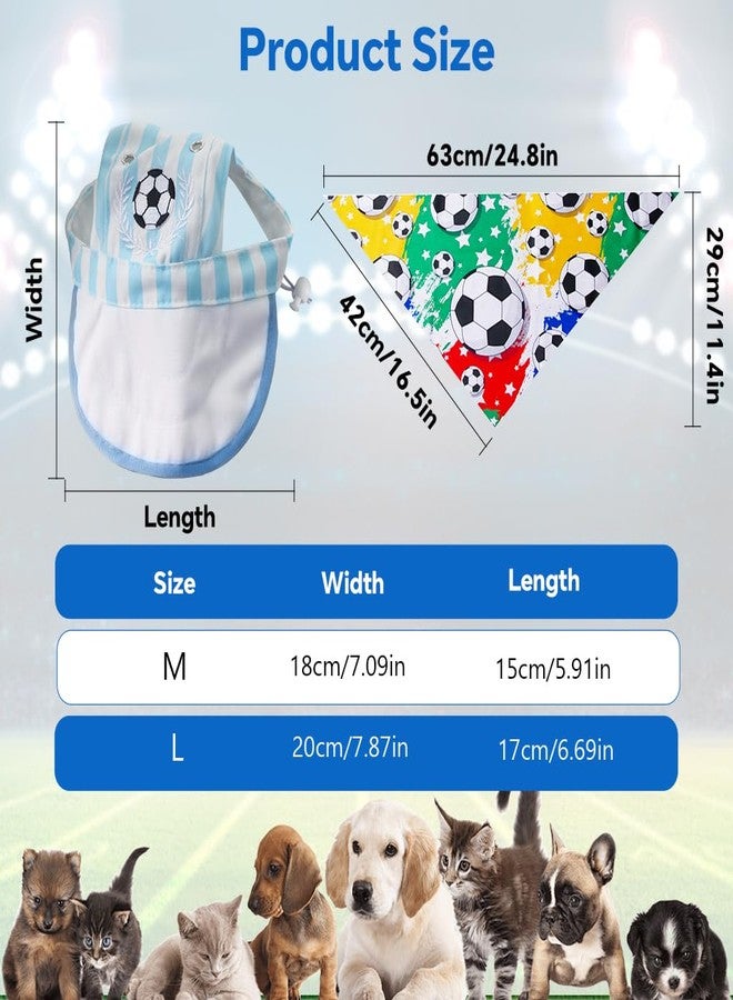 Qpets® Dog Bandana & Cap Set, Football Print Triangle Pet Scarf & Hat with Ear Holes Combo Cute, Stylish & Comfortable Accessories for Small, Medium & Large Dogs & Cats - Image 2