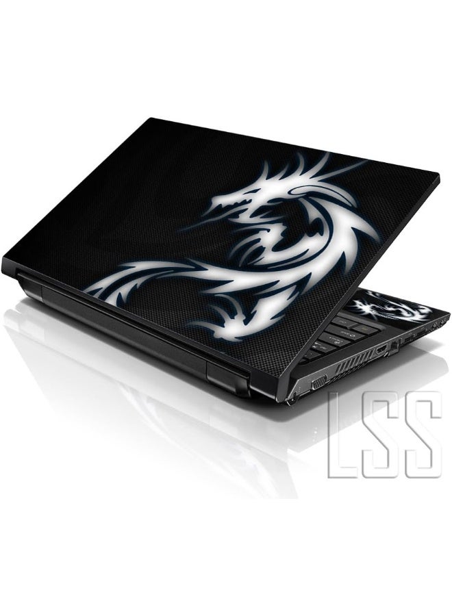 LSS 17 17.3 Inches Laptop Notebook Skin Sticker with 2 Wrist Pads - Reusable Cover Protector Vinyl Sticker Cover Decal Fits 17" - 19" HP Asus Acer Samsung - Dragon Pattern - Image 1
