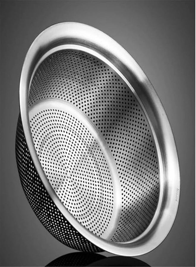 SHREESAMP Strainer Stainless Steel Kitchen Drainer Basket for Washing Rice Vegetables Fruits Salad Mixing Food Prep Silver Mesh Strainer Micro-Perforated Metal Countertop Grain Basket (Grater) - Image 4