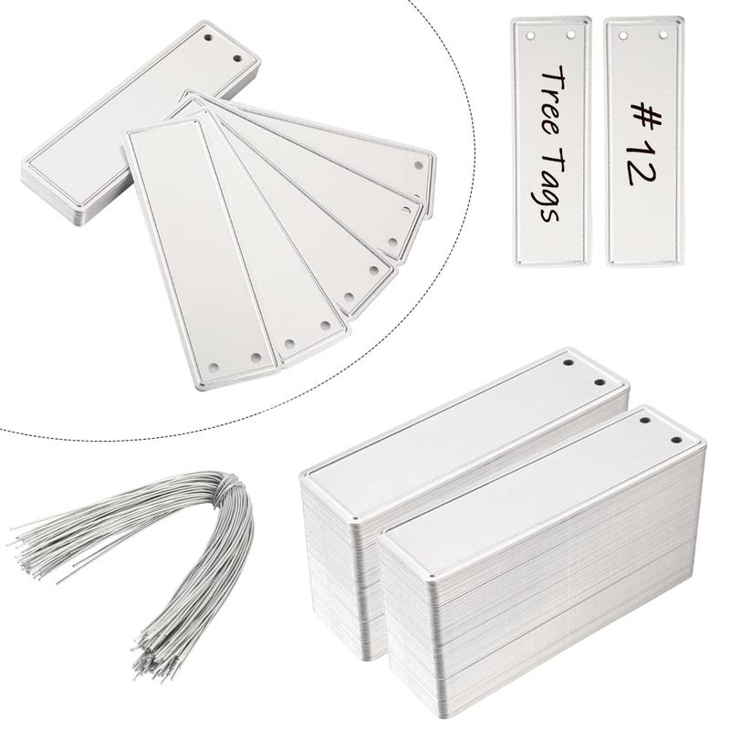 Tinsky Aluminum Plant Label, 200PCS Metal Plant Labels Aluminum Tree Tags with Metal Wires Double-Sided Write On Metal Tags for Plant Markers, Tree Tags, Outdoor Identification and Greenhouse (200PCS)  - Image 1