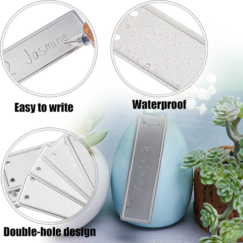 Tinsky Aluminum Plant Label, 200PCS Metal Plant Labels Aluminum Tree Tags with Metal Wires Double-Sided Write On Metal Tags for Plant Markers, Tree Tags, Outdoor Identification and Greenhouse (200PCS)  - Image 4