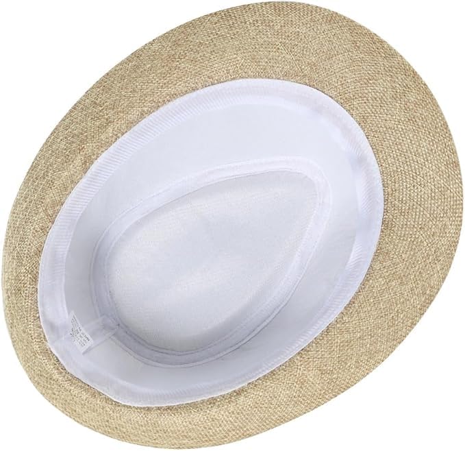 CLOTHERA Straw Fashion Fedora Hat for Mens (B-Beige), Free Size - Image 4