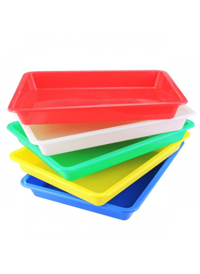 Weoxpr 5 Pack Multicolor Plastic Art Trays - Activity Tray Crafts Organizer Tray Serving Tray for School Home Art and Crafts, DIY Projects, Painting, Beads, Organizing Supply, 5 Color - Image 1