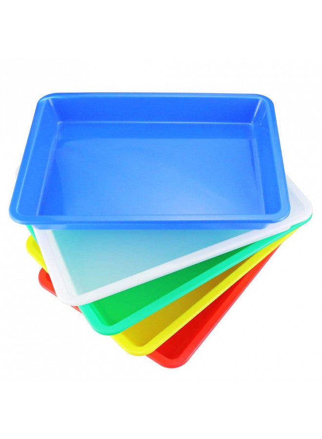 Weoxpr 5 Pack Multicolor Plastic Art Trays - Activity Tray Crafts Organizer Tray Serving Tray for School Home Art and Crafts, DIY Projects, Painting, Beads, Organizing Supply, 5 Color - Image 2