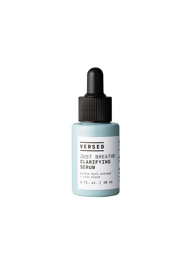 Versed Just Breathe Clarifying Facial Serum - Blend of Antioxidants, Niacinamide, White Willow and Zinc Helps Reduce Blemishes, Decongest Pores and Soothe Redness - Vegan Acne Serum (1 fl oz) - Image 1