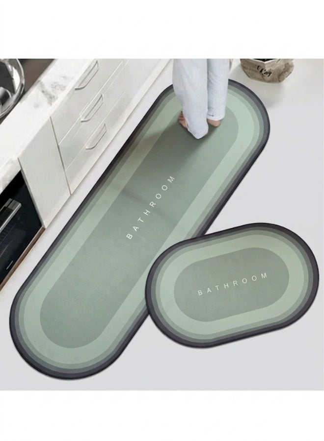 Happy Home 2 Pieces Kitchen Floor Mats, Super Absorbent Bathroom Mat, Washable Kitchen Rug, Diatom Mud Non-Slip Floor Mat for Office, Laundry, Bathroom (Size(38x57)+(38x116)cm) - Image 1
