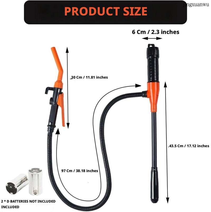 Electric Fuel Transfer Pump with Pump Gun, 43cm Battery Operated - Image 2