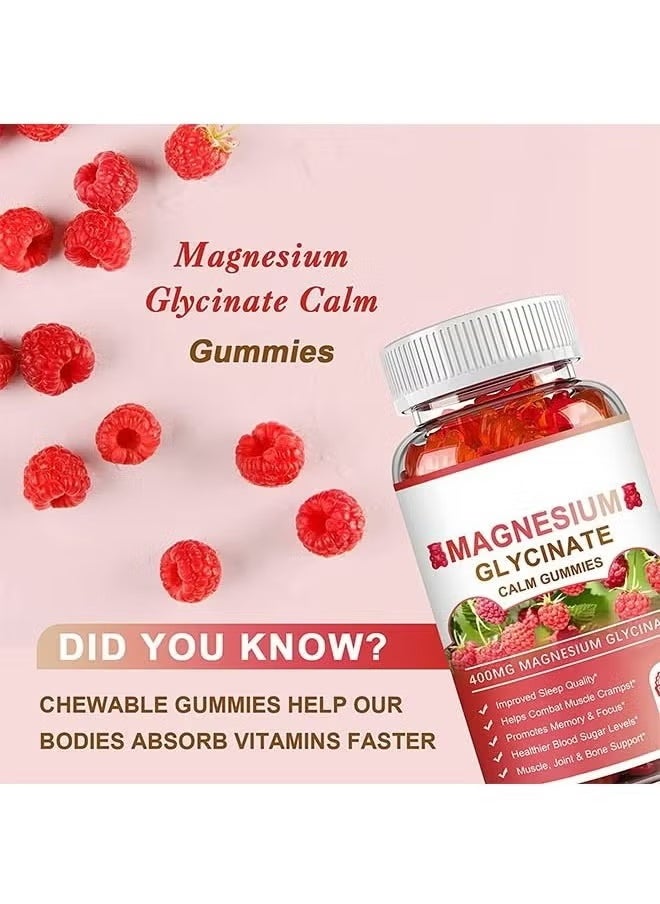 Magnesium Glycinate Magnesium Glycinate Chelate Supplement , Gluten Free, Non GMO with Organic Vegetables for Sleep, Calm, Anxiety, Muscle Cramp and Stress Relief,60 Gummies, 400mg for Each Cap  - Image 4