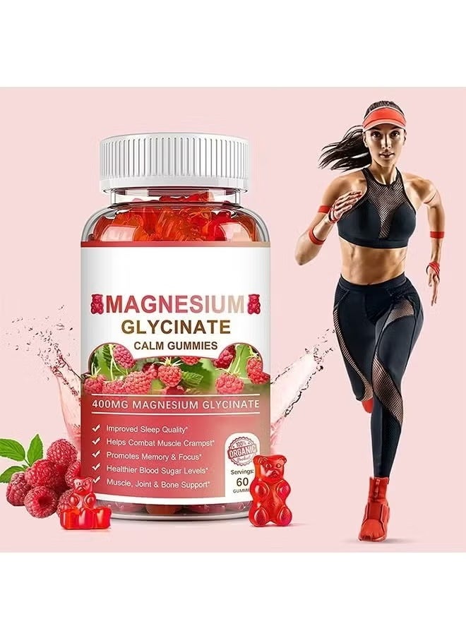 Magnesium Glycinate Magnesium Glycinate Chelate Supplement , Gluten Free, Non GMO with Organic Vegetables for Sleep, Calm, Anxiety, Muscle Cramp and Stress Relief,60 Gummies, 400mg for Each Cap  - Image 5