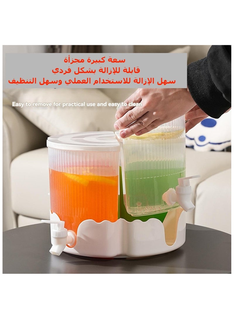 4-in-1 Beverage  Dispensers 6.4L Large Capacity Cold Kettle Removable 4 grids Lemonade Bottle Water Juice Teapot Juice Container with Faucet and Base bracket, 360° rotation(Wihte）  - Image 3