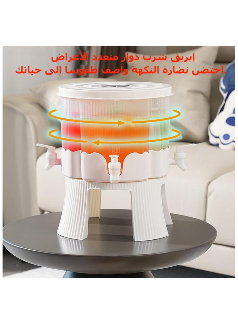 4-in-1 Beverage  Dispensers 6.4L Large Capacity Cold Kettle Removable 4 grids Lemonade Bottle Water Juice Teapot Juice Container with Faucet and Base bracket, 360° rotation(Wihte）  - Image 2