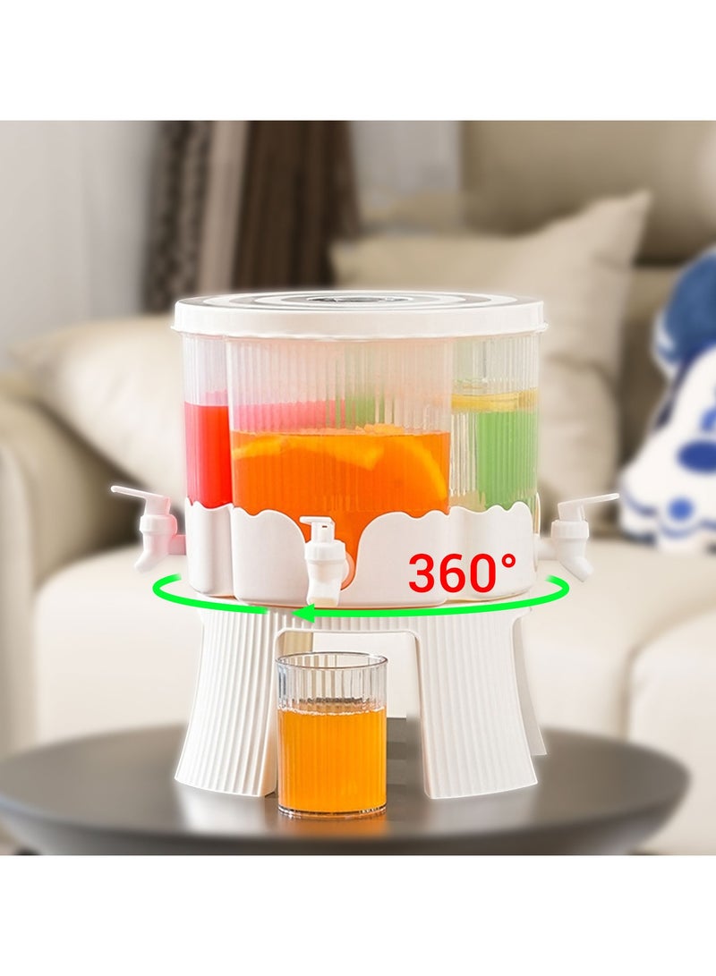 4-in-1 Beverage  Dispensers 6.4L Large Capacity Cold Kettle Removable 4 grids Lemonade Bottle Water Juice Teapot Juice Container with Faucet and Base bracket, 360° rotation(Wihte）  - Image 1