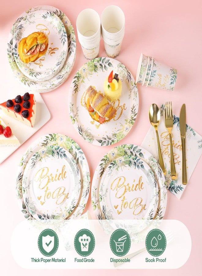 LOOWVY 175Pcs Sage Green Bridal Shower Decorations, Bridal Shower Plates and Napkins Sets Serves 25, Bride to Be Plates for Bachelorette Wedding Engagement Party Supplies - Image 3