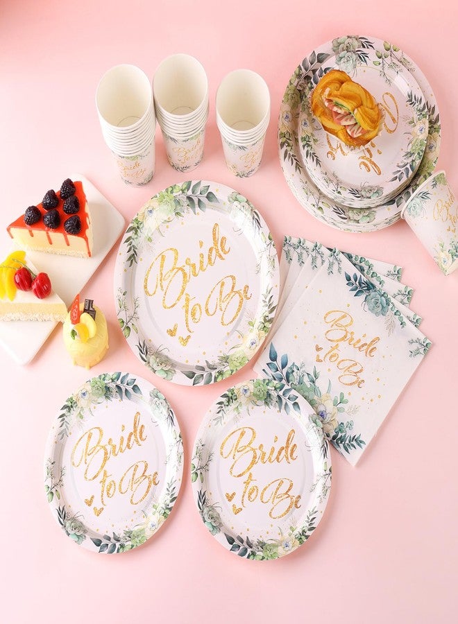 LOOWVY 175Pcs Sage Green Bridal Shower Decorations, Bridal Shower Plates and Napkins Sets Serves 25, Bride to Be Plates for Bachelorette Wedding Engagement Party Supplies - Image 5