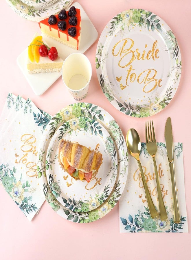 LOOWVY 175Pcs Sage Green Bridal Shower Decorations, Bridal Shower Plates and Napkins Sets Serves 25, Bride to Be Plates for Bachelorette Wedding Engagement Party Supplies - Image 4