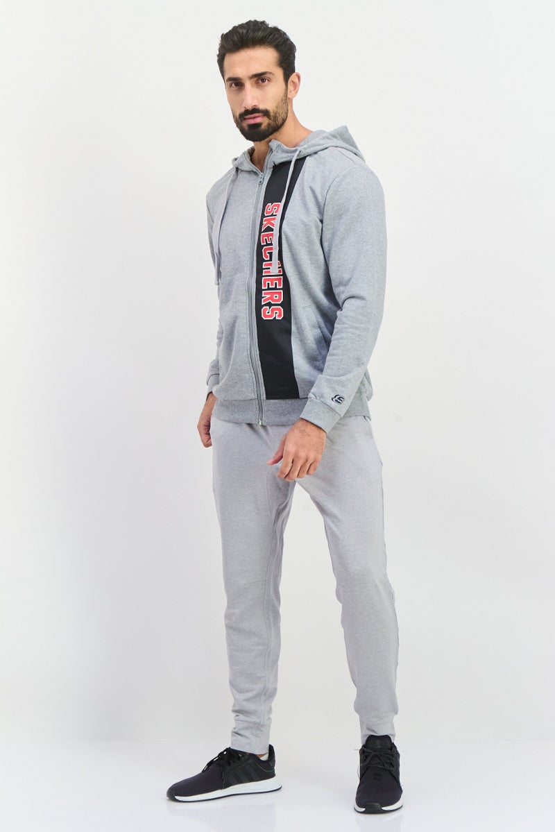 SKECHERS Men Sportswear Fit Brand Logo Outdoor Hoodies, Grey - Image 4