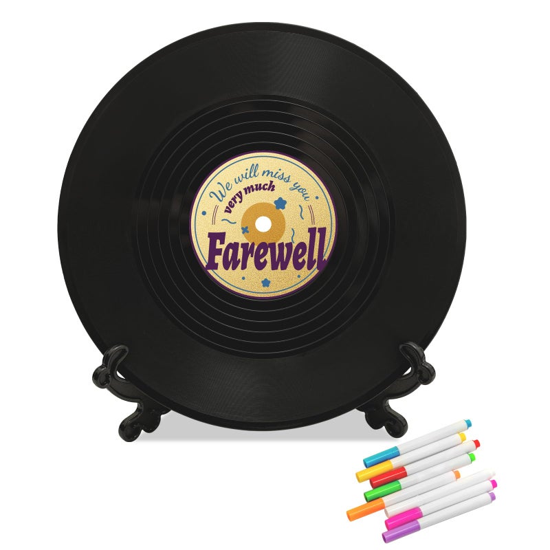 LMVIYAN Farewell Guest Book Alternatives Signature Vinyl Record Decorationsï¼ŒGoing Away Party Decorations Supplies Congrats Retirement Gifts for Woman Menï¼ŒWe Will Miss You Card Board Poster (Farewell) - Image 2