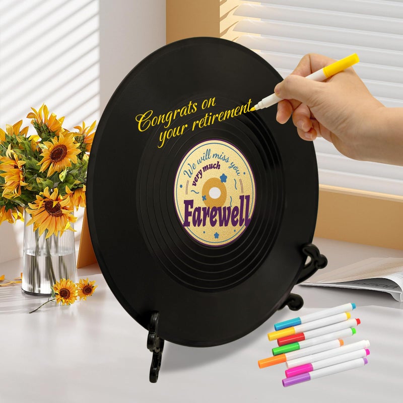 LMVIYAN Farewell Guest Book Alternatives Signature Vinyl Record Decorationsï¼ŒGoing Away Party Decorations Supplies Congrats Retirement Gifts for Woman Menï¼ŒWe Will Miss You Card Board Poster (Farewell) - Image 4