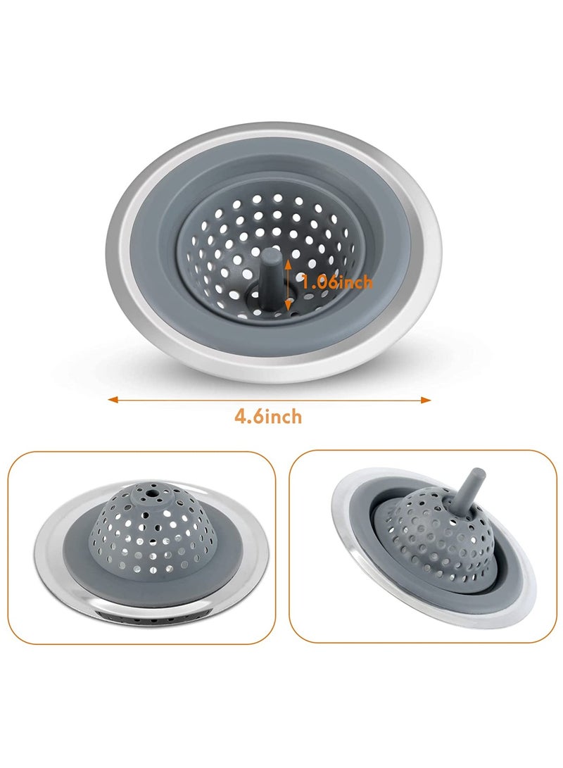 2 Pack Kitchen Sink Strainer Silicone Sink Stopper for Kitchen Sink 4.5'' Kitchen Sink Sewer Sink Garbage Filter Deodorant Floor Drain Anti clogging Silicone Floor Drain - Image 2