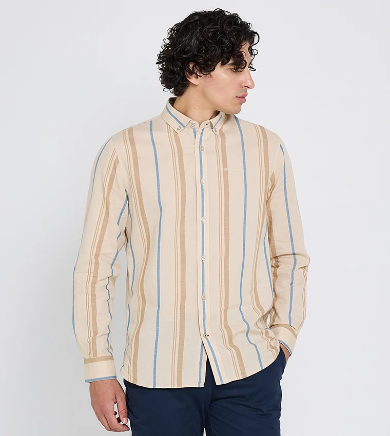 بين شيرمان Ben Sherman Men's Long Sleeve Striped Shirts