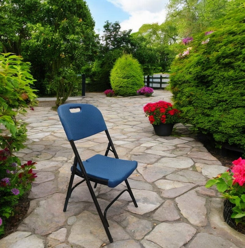 صن بوت كوميرس كرسي قابل للطي محمول - إطار فولاذي متين مع مقعد ومسند ظهر مريحين – أزرق - Image 4