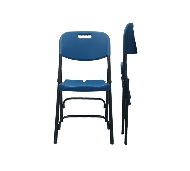 صن بوت كوميرس كرسي قابل للطي محمول - إطار فولاذي متين مع مقعد ومسند ظهر مريحين – أزرق - Image 1