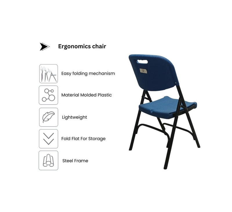 صن بوت كوميرس كرسي قابل للطي محمول - إطار فولاذي متين مع مقعد ومسند ظهر مريحين – أزرق - Image 2