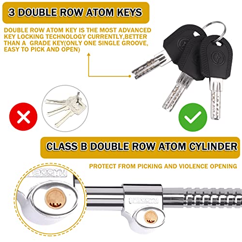 Tevlaphee Universal Steering Wheel Brake Lock Anti-Theft Retractable Double Hook Extended Car Lock Clutch Pedal for Car Truck SUV Van Security with 3 Keys(Extended) - Image 4
