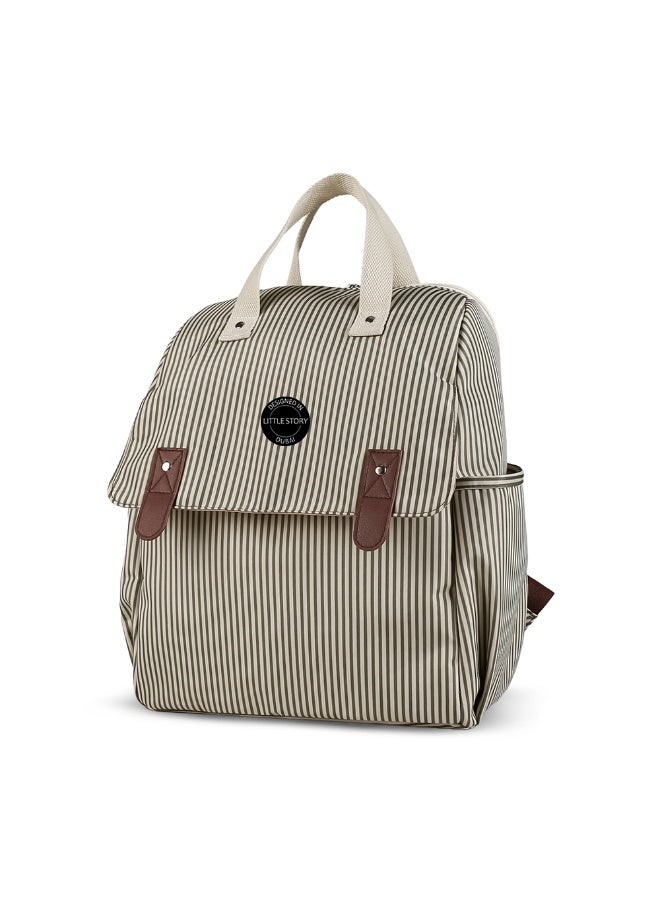 Little Story set of 3 Diaper Backpack with Changing Mat and Bottle Bag - Beige - Image 2