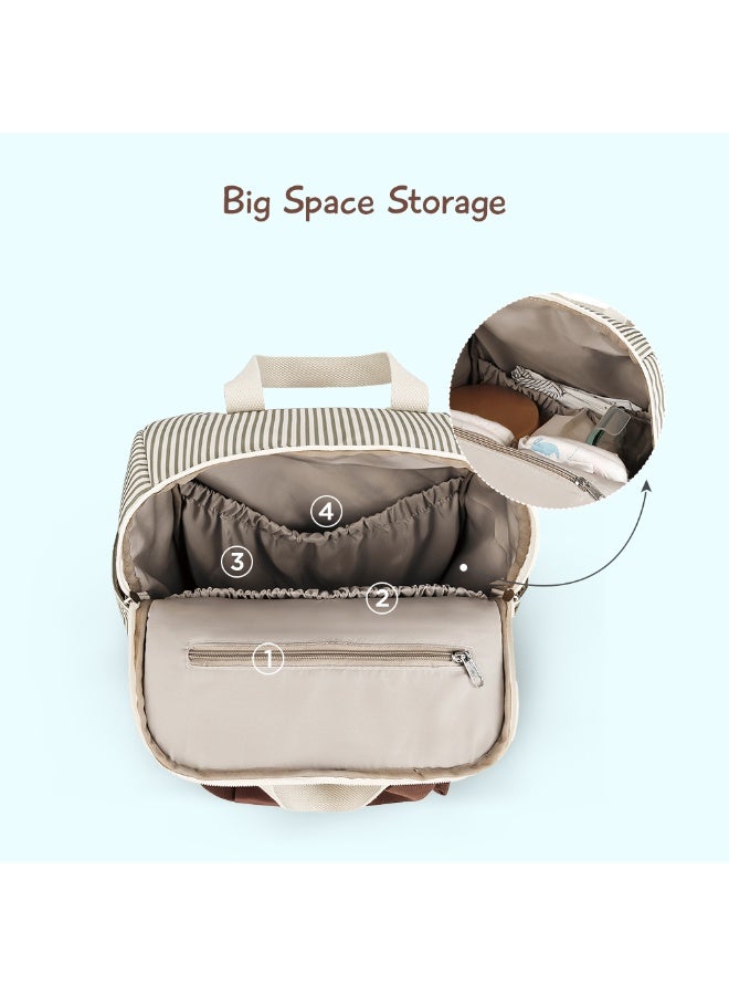 Little Story set of 3 Diaper Backpack with Changing Mat and Bottle Bag - Beige - Image 4
