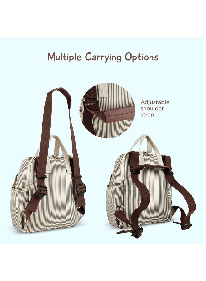Little Story set of 3 Diaper Backpack with Changing Mat and Bottle Bag - Beige - Image 5