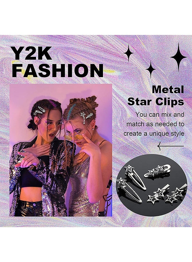 إم إكس إن 10 قطع ستار الشعر كليب، الفضة Y2K المعادن الشعر Barrettes الشعر Accessors, Non-Slip Pentagram Bobby Pin for Long Short Curly Wavy Hair - Image 4