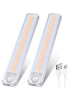 Under Cabinet Lights Motion Sensor Light Indoor Closet Lights Rechargeable 96 LED Under Counter Lights for Kitchen Wireless Under Cabinet Lighting Dimmable Magnetic Stick On Light 2 Set