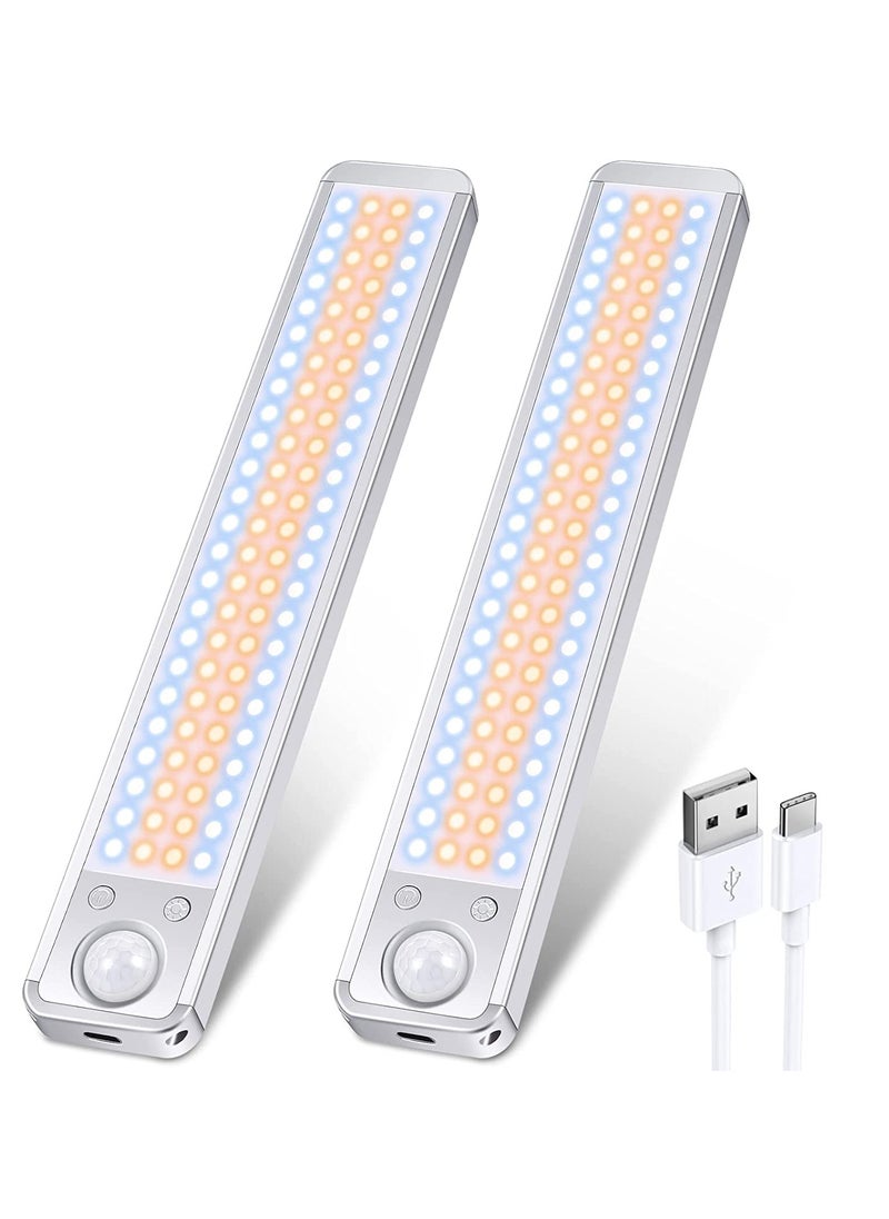 SYOSI Under Cabinet Lights Motion Sensor Light Indoor Closet Lights Rechargeable 96 LED Under Counter Lights for Kitchen Wireless Under Cabinet Lighting Dimmable Magnetic Stick On Light 2 Set  - Image 1