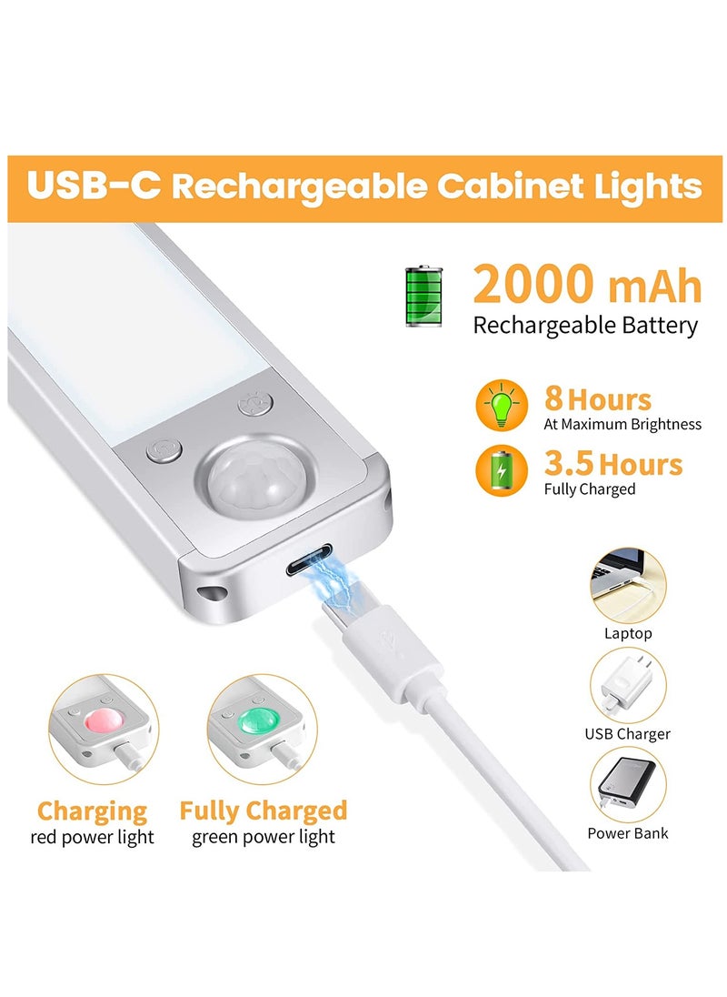 SYOSI Under Cabinet Lights Motion Sensor Light Indoor Closet Lights Rechargeable 96 LED Under Counter Lights for Kitchen Wireless Under Cabinet Lighting Dimmable Magnetic Stick On Light 2 Set  - Image 5