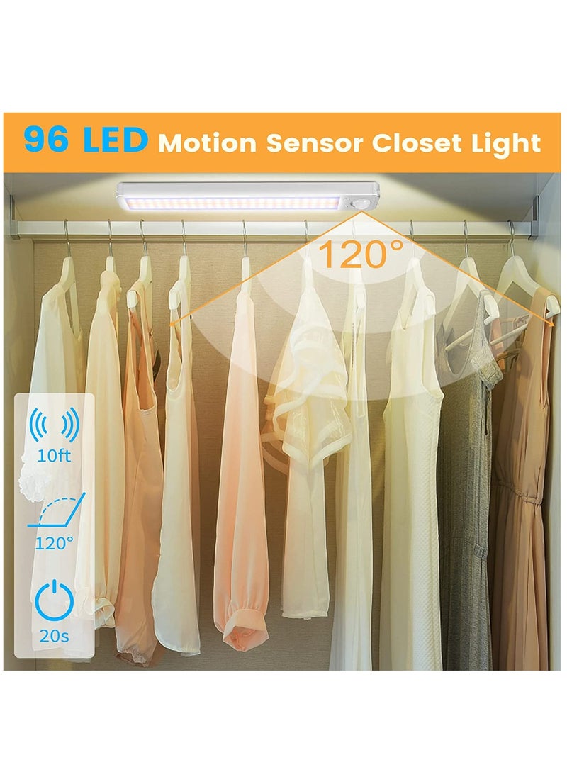 SYOSI Under Cabinet Lights Motion Sensor Light Indoor Closet Lights Rechargeable 96 LED Under Counter Lights for Kitchen Wireless Under Cabinet Lighting Dimmable Magnetic Stick On Light 2 Set  - Image 3
