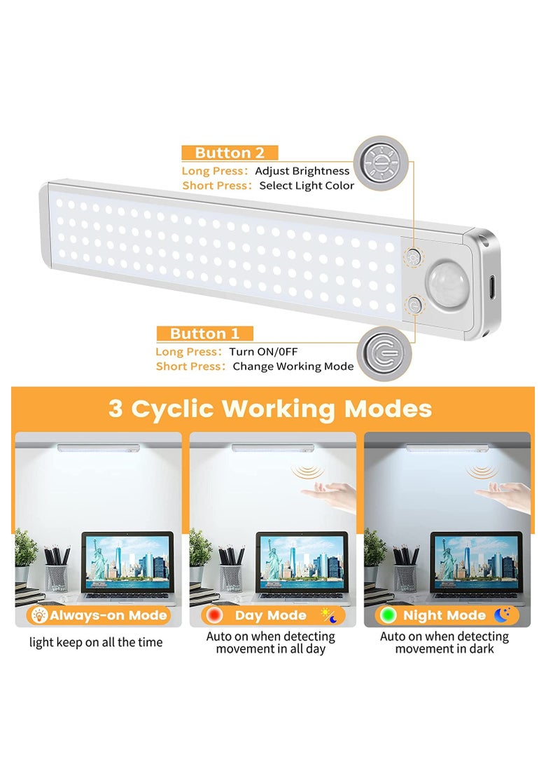 SYOSI Under Cabinet Lights Motion Sensor Light Indoor Closet Lights Rechargeable 96 LED Under Counter Lights for Kitchen Wireless Under Cabinet Lighting Dimmable Magnetic Stick On Light 2 Set  - Image 2