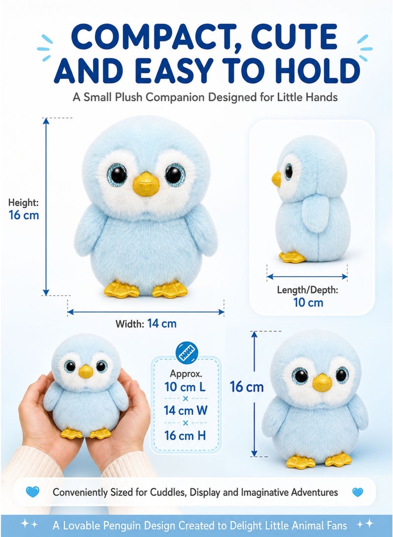 Wild Planet Orbys Penguin Plush Toy, Ultra-Soft Light Blue Stuffed Penguin Animal with Sparkly Blue Eyes, White Facial Patches, Gold-Coloured Beak and Feet, Compact 16 cm Cuddle Companion for Babies and Kids, Cute Arctic Bird Character for Imaginative Play, Storytelling, Nursery Décor, Birthdays and Gift Giving - Image 4
